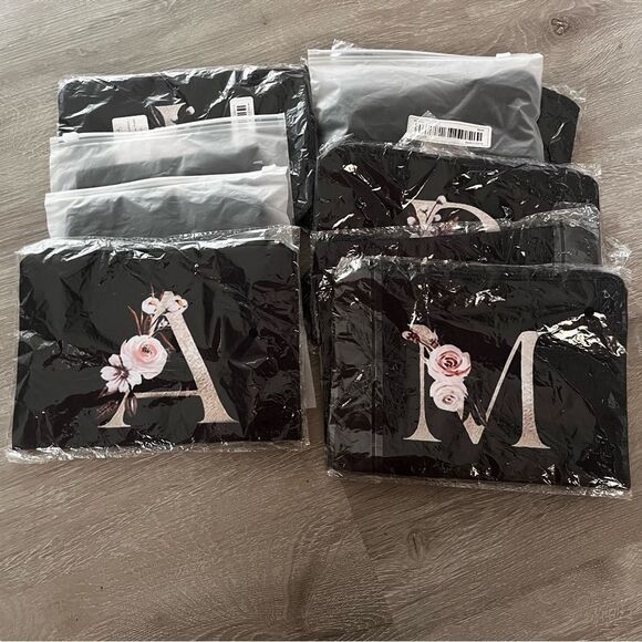 New Black Zipper Pouch with Floral Initial Detail - Multiple Available - Picture 14 of 15